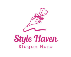 Cake Decoration - Pink Ribbon Icing Bag logo design