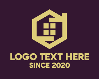 Yellow Hexagonal Home logo design