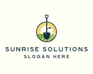 Shovel Landscape Sunrise logo design