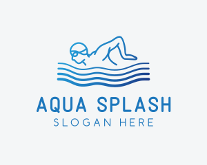 Gradient Swimming Athlete logo design