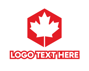 Red And White - Maple Leaf Hexagon logo design