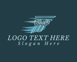Law - Fast Blue Pillar Law logo design