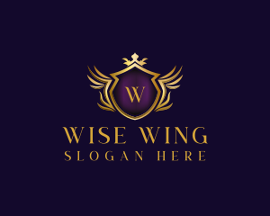 Wing Shield Crown logo design