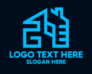 Land - Geometric Blue Housing logo design