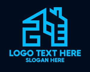 Broker - Geometric Blue Housing logo design