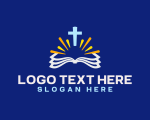 Church Mass - Religious Bible Crucifix logo design