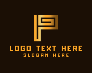 Initial - Golden Fashion Letter P logo design