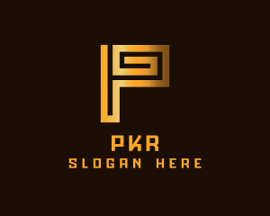 Golden Fashion Letter P logo design