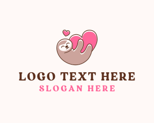 Character - Sloth Hug Heart logo design