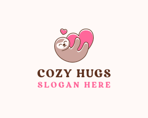 Sloth Hug Heart logo design