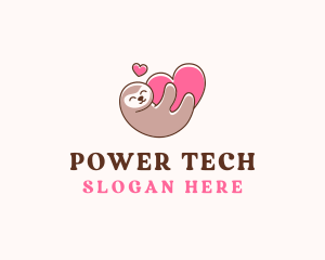 Animal Conservation - Sloth Hug Heart logo design