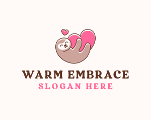 Hug - Sloth Hug Heart logo design