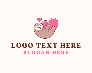 Animal Conservation - Sloth Hug Heart logo design