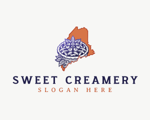 Maine Blueberry Pie Dessert logo design