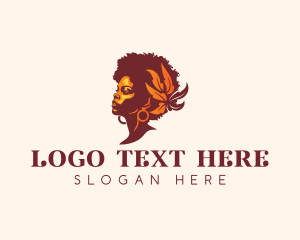 Curly Hair - Floral Afro Woman logo design
