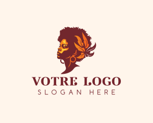 Girl - Floral Afro Woman logo design