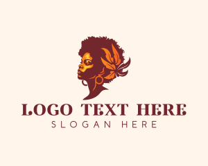 Fashion - Floral Afro Woman logo design