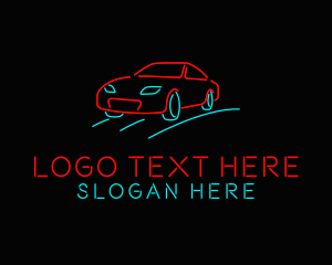 Ride-sharing - Retro Neon Car logo design