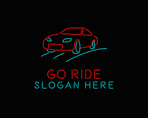 Ride-sharing - Retro Neon Car logo design