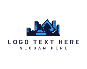 Bulldozer - Backhoe Building Worker logo design