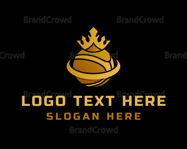 Golden Basketball Crown Logo