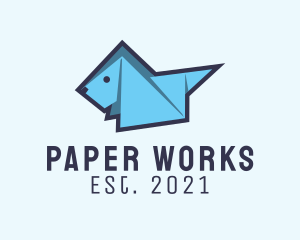 Paper - Dog Paper Origami logo design