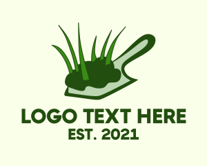 Green - Garden Shovel Spade Grass logo design