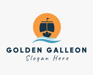 Galleon - Ocean Wave Ship logo design