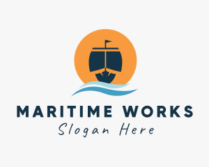 Ocean Wave Ship  logo design