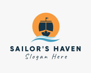 Ocean Wave Ship  logo design