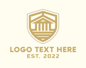 Home Loan - Ancient Column Building Shield logo design