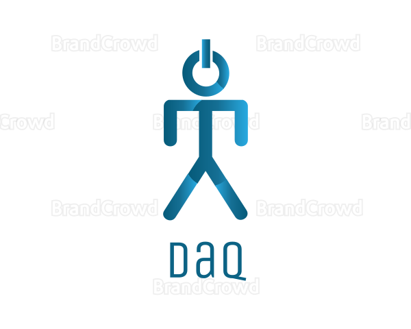 Blue Power Button Man Logo