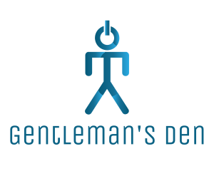 Blue Power Button Man logo design