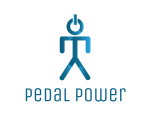 Blue Power Button Man logo design