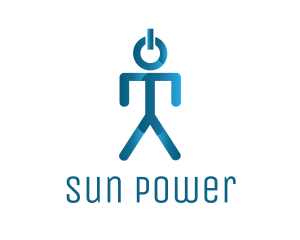 Blue Power Button Man logo design