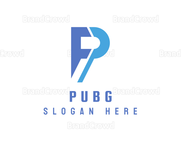 Blue Modern P Logo