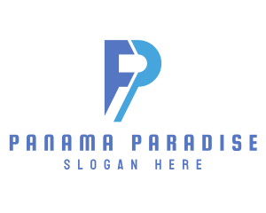 Blue Modern P logo design