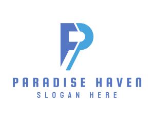 Blue Modern P logo design