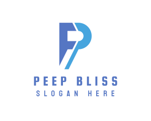 Blue Modern P logo design