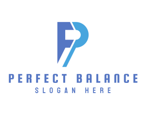 Blue Modern P logo design