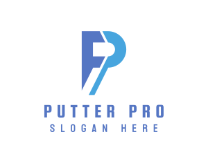 Blue Modern P logo design