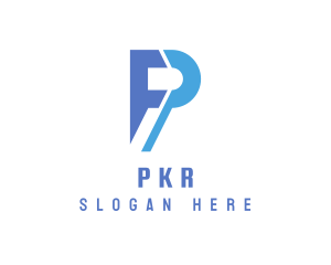 Blue Modern P logo design