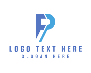 Computer - Blue Modern P logo design