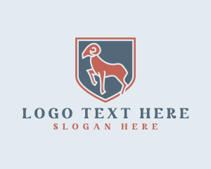 Goat - Ram Horn Shield logo design