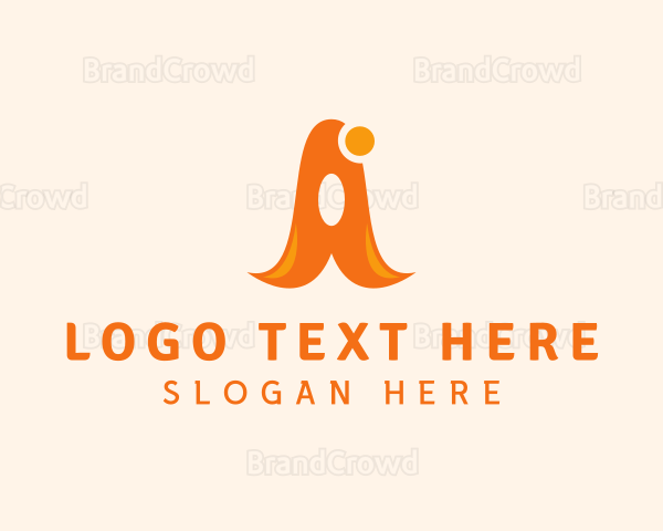 Orange Playful Letter A Logo