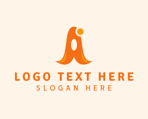 Lettering - Orange Playful Letter A logo design