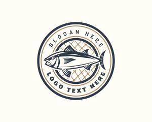 Salmon - Fishing Net Tuna Farm logo design