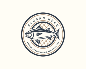 Maritime - Fishing Net Tuna Farm logo design