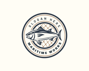 Fishing Net Tuna Farm logo design