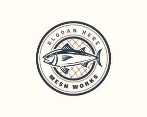 Mesh - Fishing Net Tuna Farm logo design